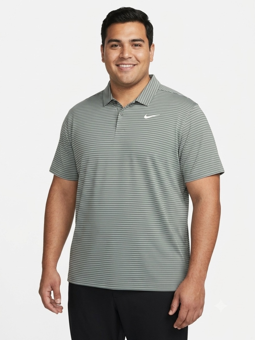 Nike Dri-FIT Men's Polo Shirt Size 2XL XXL Green White Pinstripe Golf